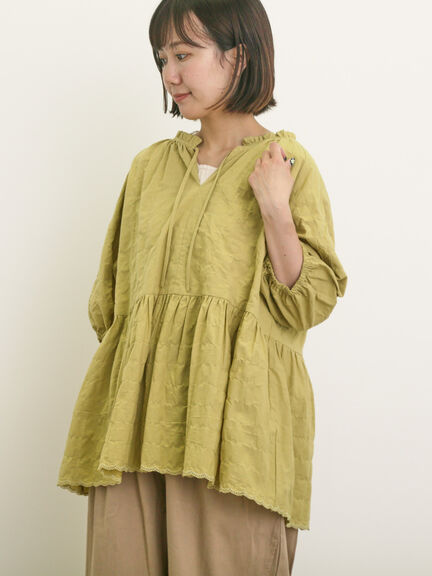 裾刺繍前後2WAYスキッパーチュニック（オフホワイト/ブラック/ベージュ/イエロー/ブルー）｜Samansa Mos2（サマンサ モスモス）通販