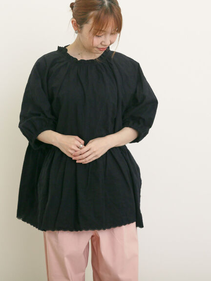 裾刺繍前後2WAYスキッパーチュニック（オフホワイト/ブラック/ベージュ/イエロー/ブルー）｜Samansa Mos2（サマンサ モスモス）通販