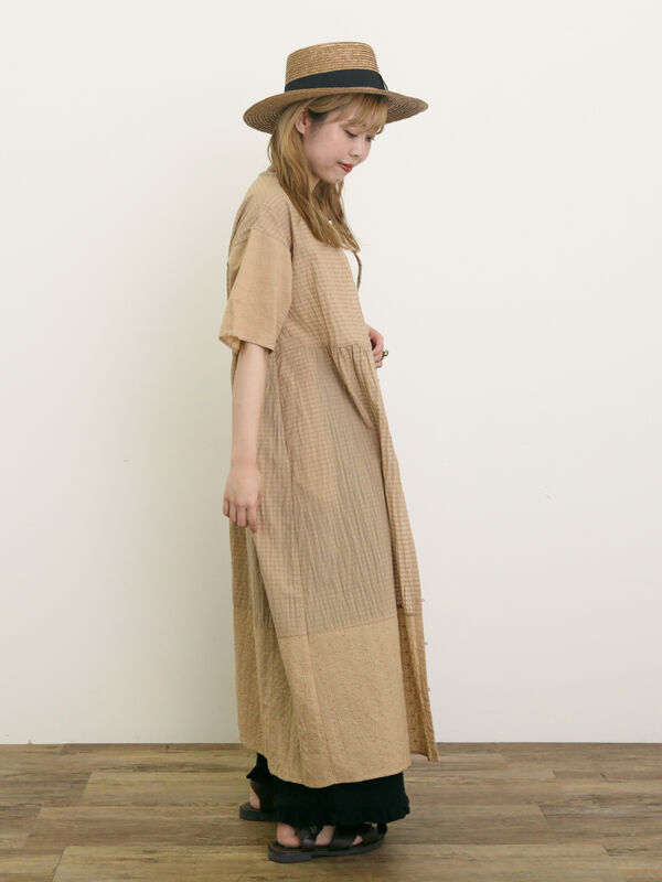 セール】 【S/Mサイズ】オーバーレース切替ワンピース（ブラック