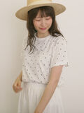 【オーガニックコットン】ドット柄Tシャツ（オフホワイト）｜Samansa Mos2（サマンサ モスモス）通販