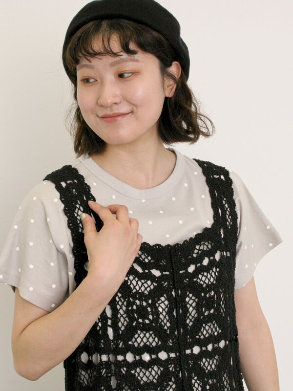 【オーガニックコットン】ドット柄Tシャツ（グレー）｜Samansa Mos2（サマンサ モスモス）通販
