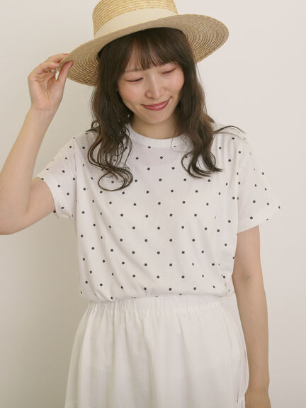 【オーガニックコットン】ドット柄Tシャツ（オフホワイト/グレー/チャコールグレー/ネイビー）｜Samansa Mos2（サマンサ モスモス）通販