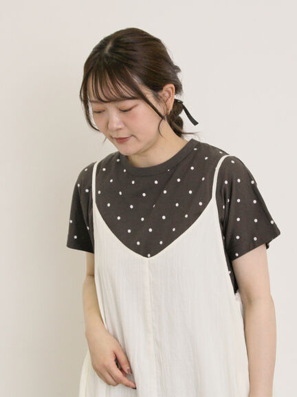 【オーガニックコットン】ドット柄Tシャツ（オフホワイト/グレー/チャコールグレー/ネイビー）｜Samansa Mos2（サマンサ モスモス）通販