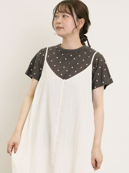 【オーガニックコットン】ドット柄Tシャツ（オフホワイト/グレー/チャコールグレー/ネイビー）｜Samansa Mos2（サマンサ モスモス）通販