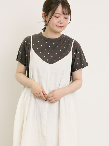 【オーガニックコットン】ドット柄Tシャツ（オフホワイト/グレー/チャコールグレー/ネイビー）｜Samansa Mos2（サマンサ モスモス）通販