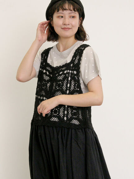 【オーガニックコットン】ドット柄Tシャツ（オフホワイト/グレー/チャコールグレー/ネイビー）｜Samansa Mos2（サマンサ モスモス）通販