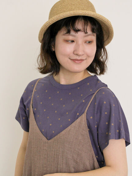 【オーガニックコットン】ドット柄Tシャツ（オフホワイト/グレー/チャコールグレー/ネイビー）｜Samansa Mos2（サマンサ モスモス）通販