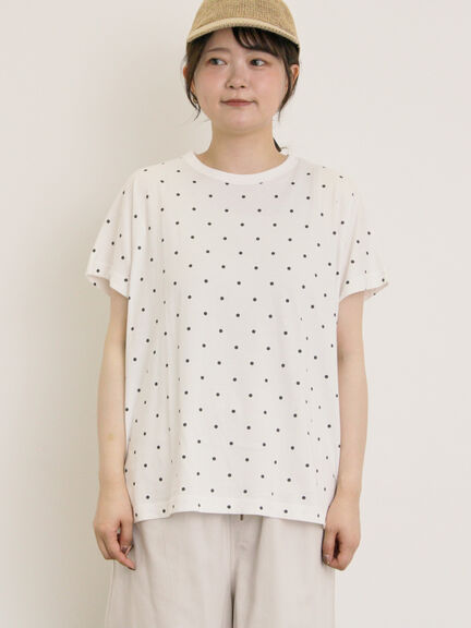 【オーガニックコットン】ドット柄Tシャツ（オフホワイト/グレー/チャコールグレー/ネイビー）｜Samansa Mos2（サマンサ モスモス）通販