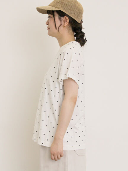 【オーガニックコットン】ドット柄Tシャツ（オフホワイト/グレー/チャコールグレー/ネイビー）｜Samansa Mos2（サマンサ モスモス）通販