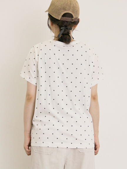 【オーガニックコットン】ドット柄Tシャツ（オフホワイト/グレー/チャコールグレー/ネイビー）｜Samansa Mos2（サマンサ モスモス）通販