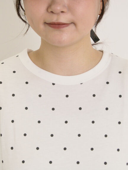 【オーガニックコットン】ドット柄Tシャツ（オフホワイト/グレー/チャコールグレー/ネイビー）｜Samansa Mos2（サマンサ モスモス）通販