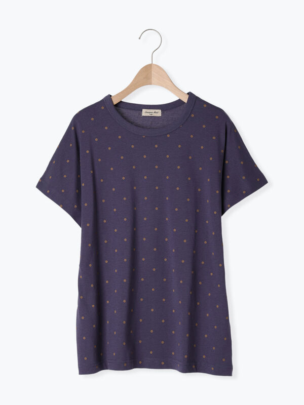 セール】 【オーガニックコットン】ドット柄Tシャツ（オフ