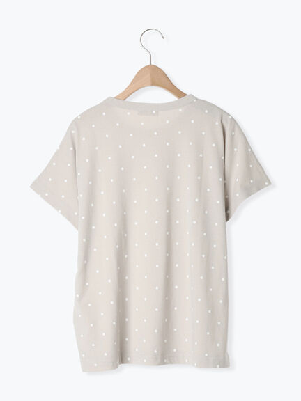 【オーガニックコットン】ドット柄Tシャツ（オフホワイト/グレー/チャコールグレー/ネイビー）｜Samansa Mos2（サマンサ モスモス）通販