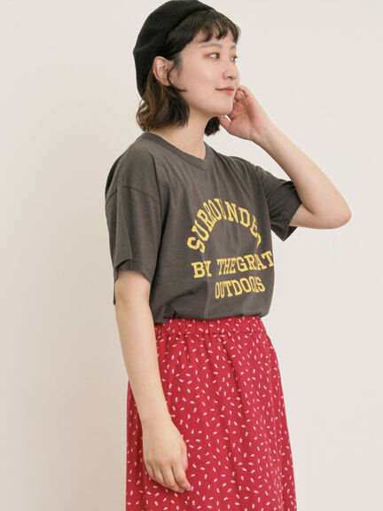 【オーガニックコットン】ロゴプリントTシャツ（オフホワイト/チャコールグレー/ピンク/ミント）｜Samansa Mos2（サマンサ モスモス）通販