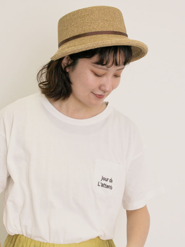 【オーガニックコットン】ロゴ刺繍Tシャツ（オフホワイト/ブラック/ブルー/キナリ）｜Samansa Mos2（サマンサ モスモス）通販
