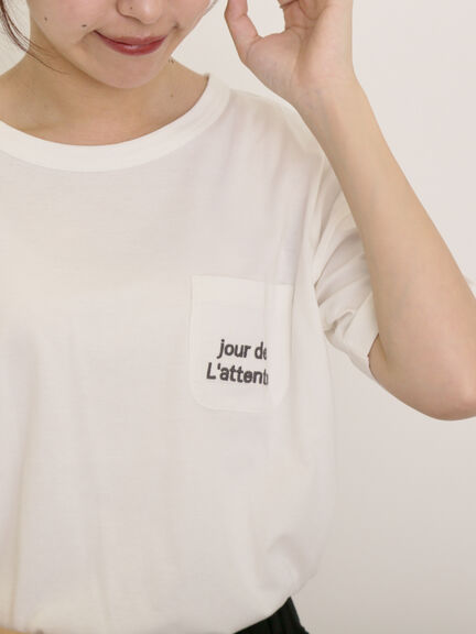 【オーガニックコットン】ロゴ刺繍Tシャツ（オフホワイト/ブラック/ブルー/キナリ）｜Samansa Mos2（サマンサ モスモス）通販