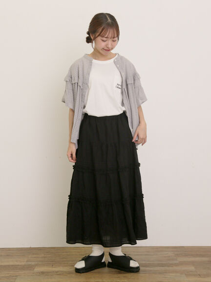 【オーガニックコットン】ロゴ刺繍Tシャツ（オフホワイト/ブラック/ブルー/キナリ）｜Samansa Mos2（サマンサ モスモス）通販