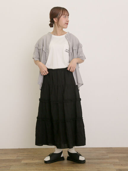 【オーガニックコットン】ロゴ刺繍Tシャツ（オフホワイト/ブラック/ブルー/キナリ）｜Samansa Mos2（サマンサ モスモス）通販