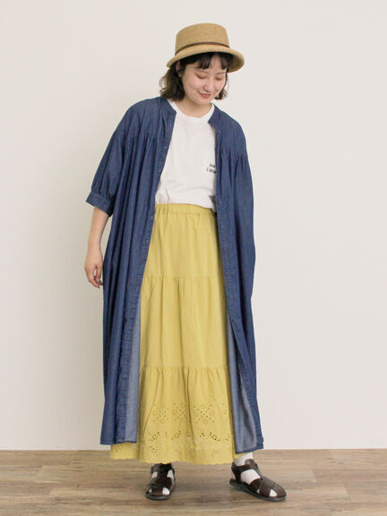 【オーガニックコットン】ロゴ刺繍Tシャツ（オフホワイト/ブラック/ブルー/キナリ）｜Samansa Mos2（サマンサ モスモス）通販