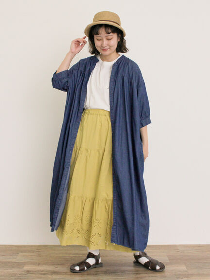【オーガニックコットン】ロゴ刺繍Tシャツ（オフホワイト/ブラック/ブルー/キナリ）｜Samansa Mos2（サマンサ モスモス）通販