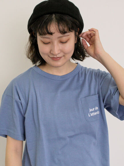 【オーガニックコットン】ロゴ刺繍Tシャツ（オフホワイト/ブラック/ブルー/キナリ）｜Samansa Mos2（サマンサ モスモス）通販