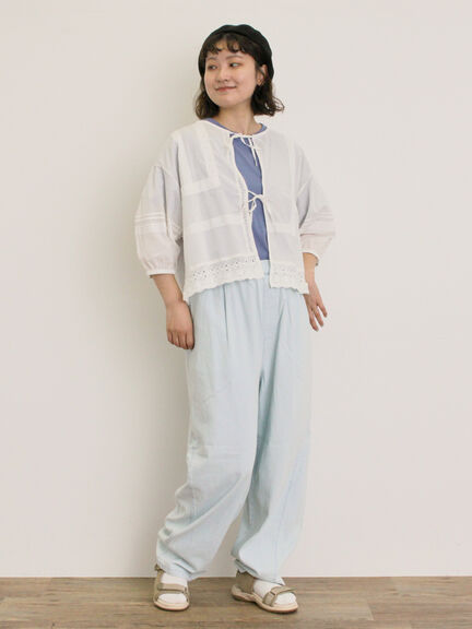 【オーガニックコットン】ロゴ刺繍Tシャツ（オフホワイト/ブラック/ブルー/キナリ）｜Samansa Mos2（サマンサ モスモス）通販
