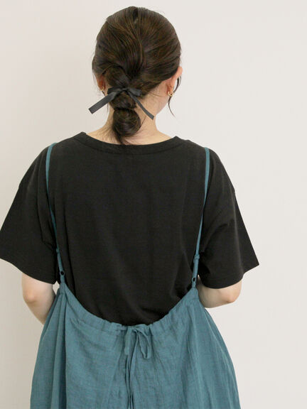 【オーガニックコットン】ロゴ刺繍Tシャツ（オフホワイト/ブラック/ブルー/キナリ）｜Samansa Mos2（サマンサ モスモス）通販