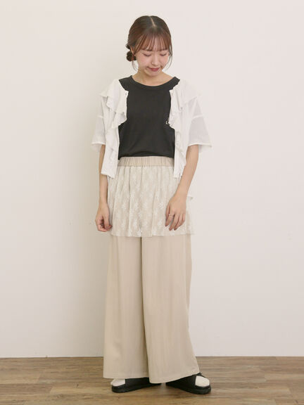 【オーガニックコットン】ロゴ刺繍Tシャツ（オフホワイト/ブラック/ブルー/キナリ）｜Samansa Mos2（サマンサ モスモス）通販
