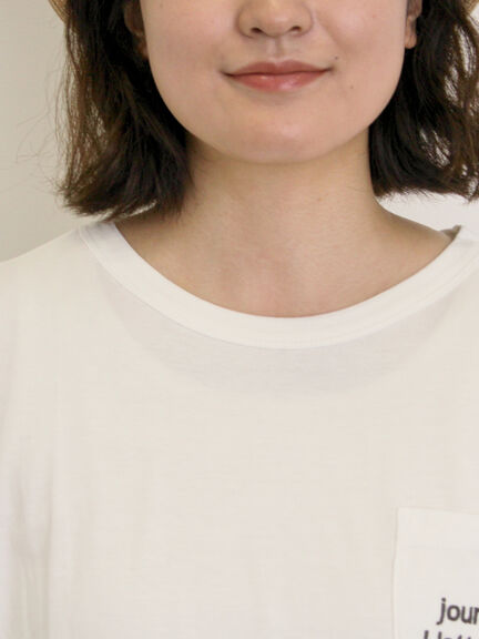 【オーガニックコットン】ロゴ刺繍Tシャツ（オフホワイト/ブラック/ブルー/キナリ）｜Samansa Mos2（サマンサ モスモス）通販