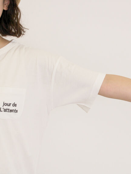 【オーガニックコットン】ロゴ刺繍Tシャツ（オフホワイト/ブラック/ブルー/キナリ）｜Samansa Mos2（サマンサ モスモス）通販