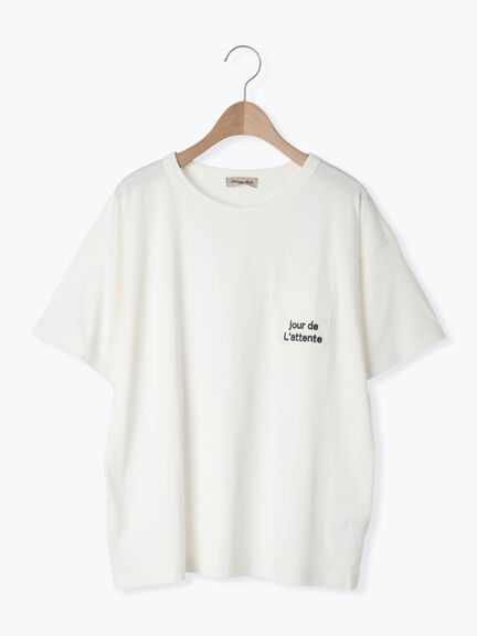 【オーガニックコットン】ロゴ刺繍Tシャツ（オフホワイト/ブラック/ブルー/キナリ）｜Samansa Mos2（サマンサ モスモス）通販