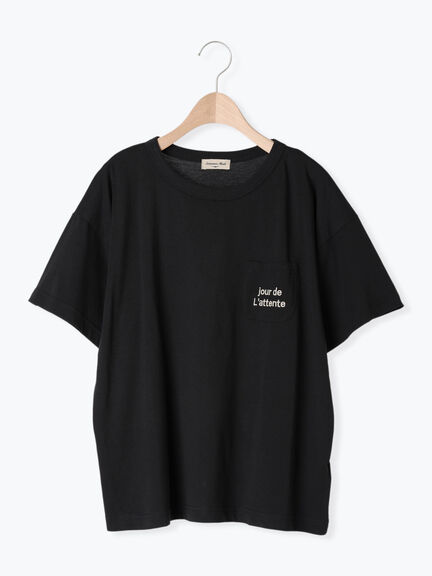 【オーガニックコットン】ロゴ刺繍Tシャツ（オフホワイト/ブラック/ブルー/キナリ）｜Samansa Mos2（サマンサ モスモス）通販