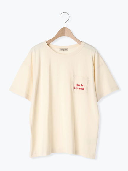 【オーガニックコットン】ロゴ刺繍Tシャツ（オフホワイト/ブラック/ブルー/キナリ）｜Samansa Mos2（サマンサ モスモス）通販