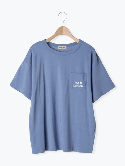 【オーガニックコットン】ロゴ刺繍Tシャツ（オフホワイト/ブラック/ブルー/キナリ）｜Samansa Mos2（サマンサ モスモス）通販