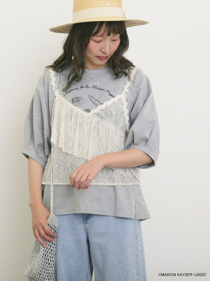 【MAISON KAYSER】刺繍立体袖Tシャツ（オフホワイト/グレー/チャコールグレー）｜Samansa Mos2（サマンサ モスモス）通販