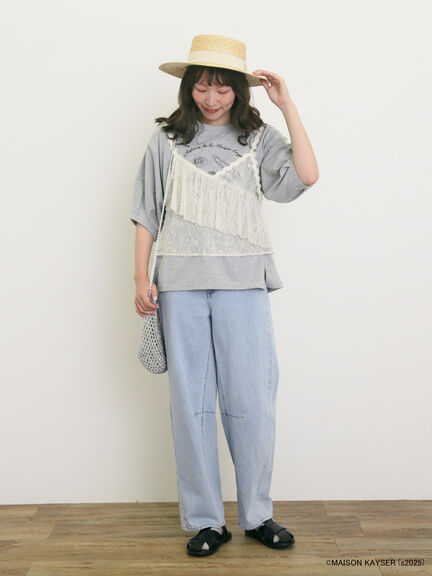 【MAISON KAYSER】刺繍立体袖Tシャツ（オフホワイト/グレー/チャコールグレー）｜Samansa Mos2（サマンサ モスモス）通販