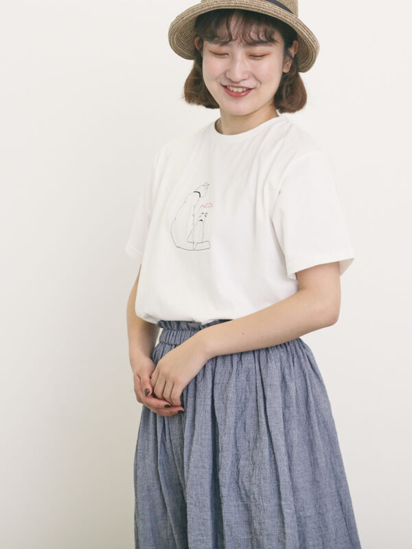 ◎アニマル刺繍Tシャツ（オフホワイト/ブラック/ブルー）｜Samansa Mos2（サマンサ モスモス）通販