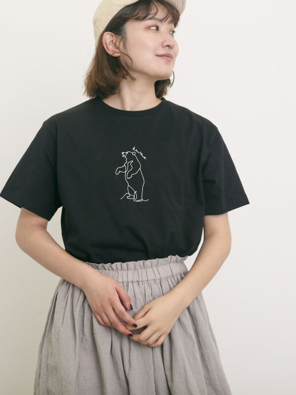 ◎アニマル刺繍Tシャツ（ブラック）｜Samansa Mos2（サマンサ モスモス）通販