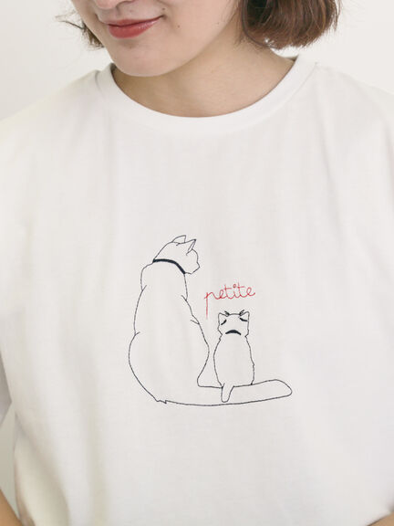 ◎アニマル刺繍Tシャツ（オフホワイト/ブラック/ブルー）｜Samansa Mos2（サマンサ モスモス）通販