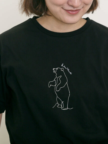 ◎アニマル刺繍Tシャツ（オフホワイト/ブラック/ブルー）｜Samansa Mos2（サマンサ モスモス）通販