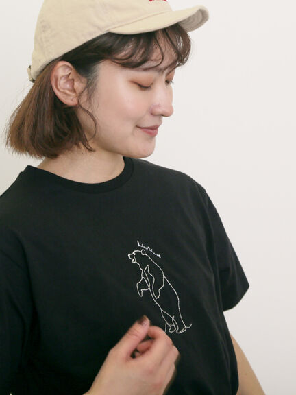 ◎アニマル刺繍Tシャツ（オフホワイト/ブラック/ブルー）｜Samansa Mos2（サマンサ モスモス）通販