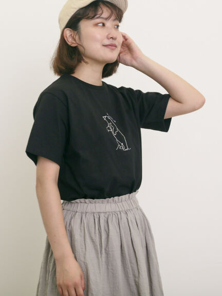 ◎アニマル刺繍Tシャツ（オフホワイト/ブラック/ブルー）｜Samansa Mos2（サマンサ モスモス）通販