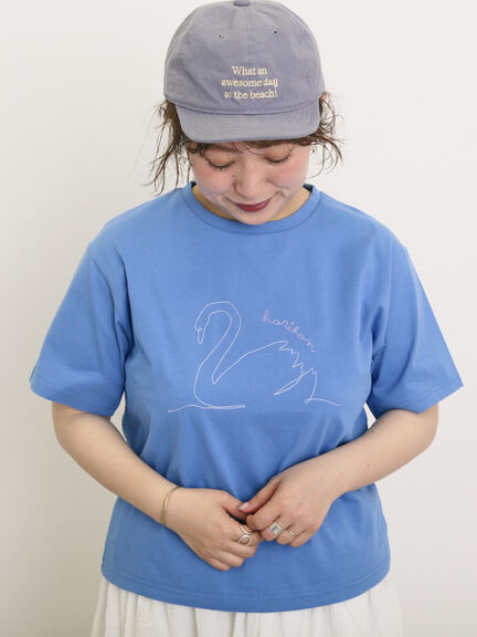 ◎アニマル刺繍Tシャツ（オフホワイト/ブラック/ブルー）｜Samansa Mos2（サマンサ モスモス）通販