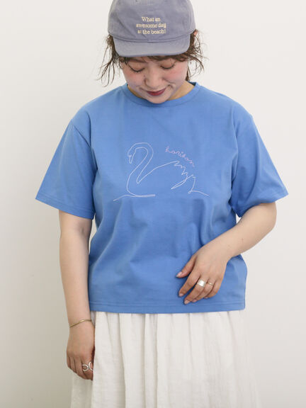 ◎アニマル刺繍Tシャツ（オフホワイト/ブラック/ブルー）｜Samansa Mos2（サマンサ モスモス）通販