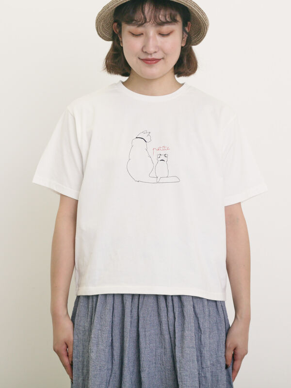 セール】 ◎アニマル刺繍Tシャツ（オフホワイト/ブラック/ブルー