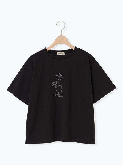 ◎アニマル刺繍Tシャツ（オフホワイト/ブラック/ブルー）｜Samansa Mos2（サマンサ モスモス）通販