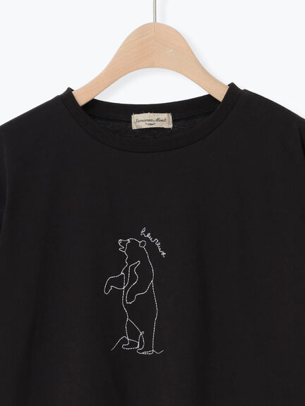 ◎アニマル刺繍Tシャツ（オフホワイト/ブラック/ブルー）｜Samansa Mos2（サマンサ モスモス）通販