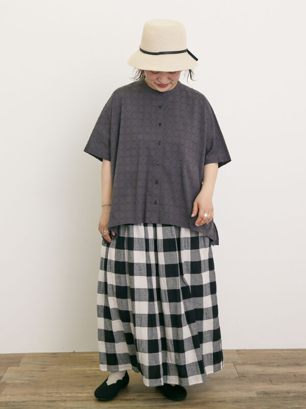 セール】 ◎ドットドビーバンドカラーブラウス（オフホワイト