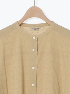 セール】 ◎ドットドビーバンドカラーブラウス（オフホワイト