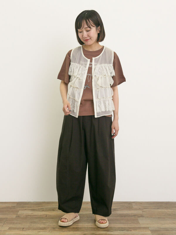 sm2 ◾️立川限定▪️リネンダブルフリル2wayベスト　ベージュ 立川店/EC限定】リネンダブルフリル2WAYベスト（チャコールグレー